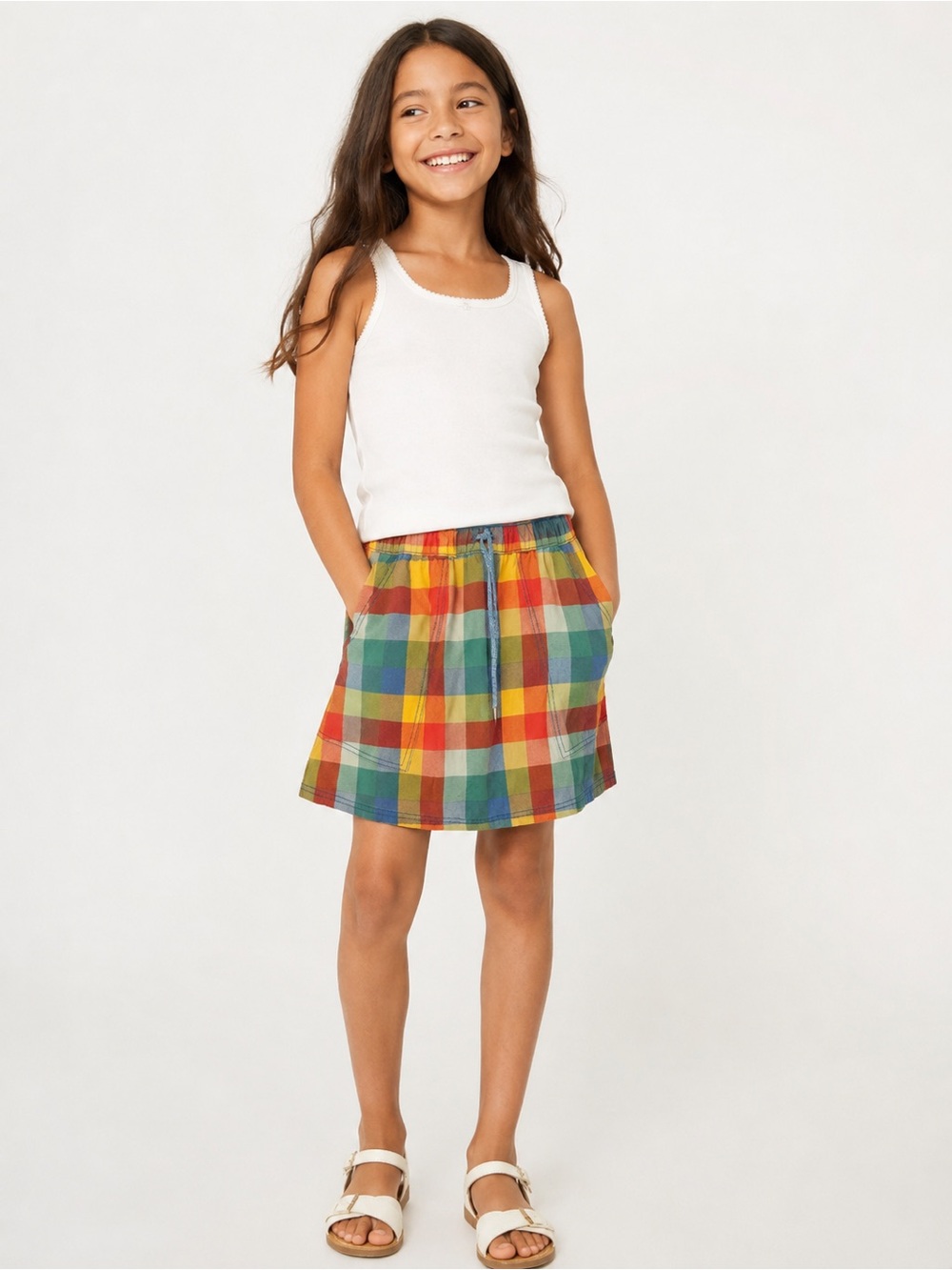 Hanna Andersson Rainbow Plaid Skirt Girls Size 12